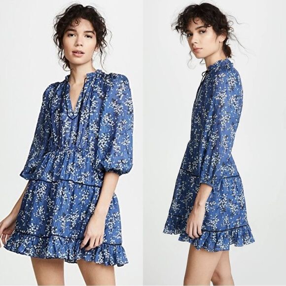 Ulla Johnson $637 Brienne Mini Dress in Cornflower Blue - Picture 1 of 13